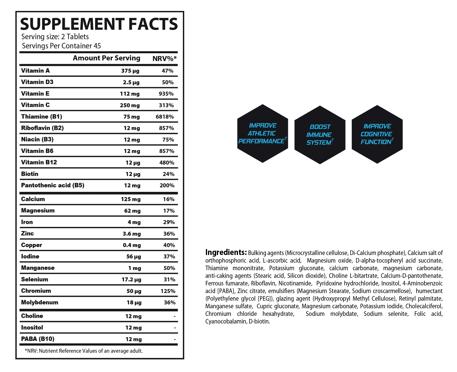 Muscle Rulz MULTIVITAMIN DAILY 90 Tabs - Image 2