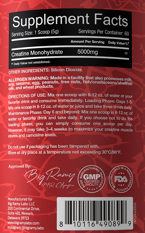 BigRamy Labs RED REX CREATINE 60 Servings - Image 2