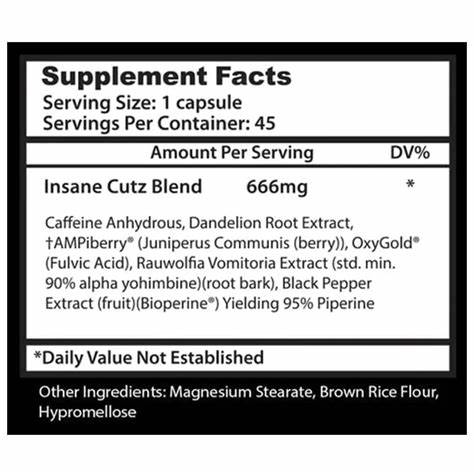 Insane Labs Insane Cutz Fat Burner 45 Capsules - Image 2