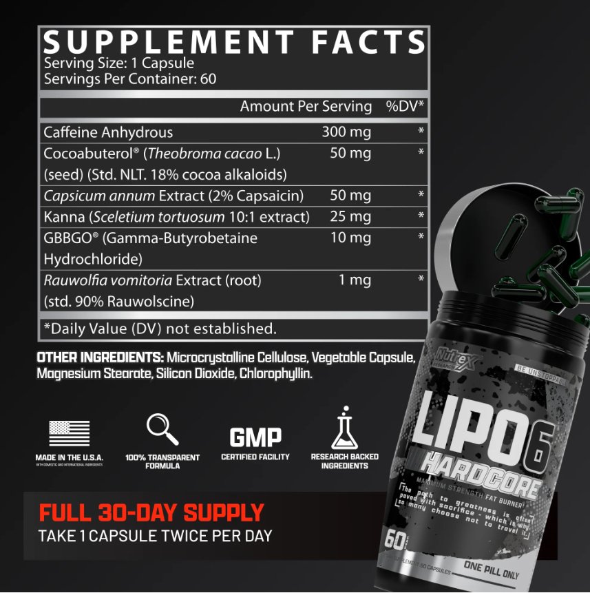 Lipo-6 Hardcore Fat Burner 60 caps - Image 2